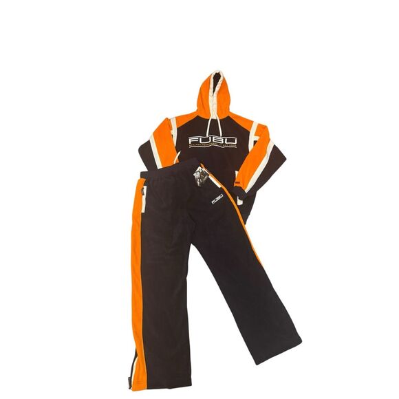 Vintage NWT Fubu Fleece Tracksuit Hoodie/Pants Set Men’s L Blue/Orange